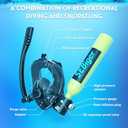 Snorkel Mask Mini Scuba Tank 0.5L Up to 6 Minutes Underwater Breath Within 30ft Diving Depth Small Diving Tank with Full Face Diving Mask for Shallow Water