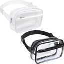 Packism Clear Fanny Pack Stadium Approved - 2-Pack Plus Size 35-51 inches Adjustable Strap Clear Belt Bag for Women Men Transparent Waist Bag for Concerts, Sporting Events, 1 Black & 1 White