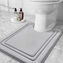 Grandaily Memory Foam Toilet Rugs U-Shaped 24x20, Ultra Soft, Non-Slip and Absorbent Bathroom Rugs, Machine Wash Dry, Comfortable Contour Bath Mat for Toilet Base, Grey