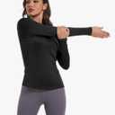 Women's Long Sleeve Compression Shirts, Dry Fit Workout Athletic Sun Protection Cooling Tops for Yoga Running Gym 4 Pack (Black, S)
