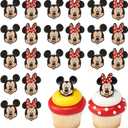 DecoPac Disney's Mickey Mouse and Minnie Mouse Rings, 24 Classic Disney Cupcake Decorations, Cake Toppers For Birthday, Parties, Celebrations - 24 Pack