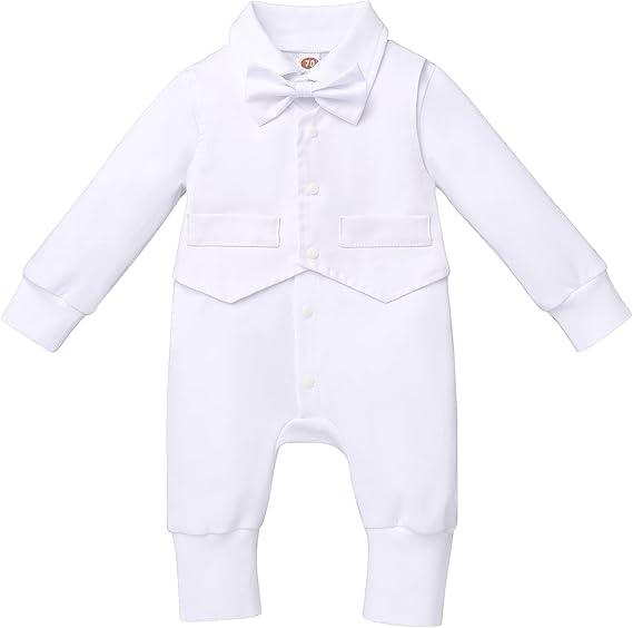 Newborn Baby Boys Baptism Christening Outfit Bowtie Romper Waistcoat Long Sleeve Wedding Party Ring Bearer Tuxedo Suit
, Size 70 