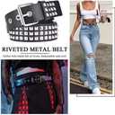 EMMIOL Cool Y2K Belt Women Black bb Belt Silver Buckle Oval D Ring Star Belts Trendy Streetwear Punk for Jeans (Fits 30" -38 " Waist)