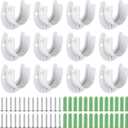 12PCS Stainless Steel Closet Rod Brackets, 1-1/2 Inch Dia. Heavy Duty Socket Flange Rod Holder, Shower Curtain Rod Pole End Supports, Open Type Wardrobe Bracket Holder with Screws U-Shaped, White