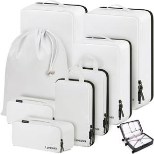 Compression Packing Cubes, Lumesner 8 Set Travel Packing Cubes for Carry on Suitcases, Compression Suitcase Organizers Bag Set & Travel Cubes (8-piece)