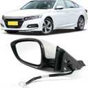 Left Driver Side Door Mirror For Honda Accord LX, Sport 2018-2022 Power Non-Heated No-Turn signal Match to Platinum White Pearl Replaces HO1320328 76258-TVA-A02 (3pin)