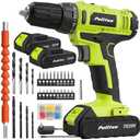 PULITUO'S 20V Cordless Drill/Driver, Electric Screwdriver - 2 Batteries, 30Nm, 21+1 Torque, 2 Speed, Keyless 3/8" Chase Drill with LED Light, Kit for Home (Green)
