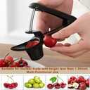 Cherry Pitter, Heavy-Duty Stainless Steel Olive and Cherry Pitters Corer Tool with Space-Saving Lock Design, Multi-Function Cherries Stoner Seed Remover Tool for Making Cherry Jam (Black)