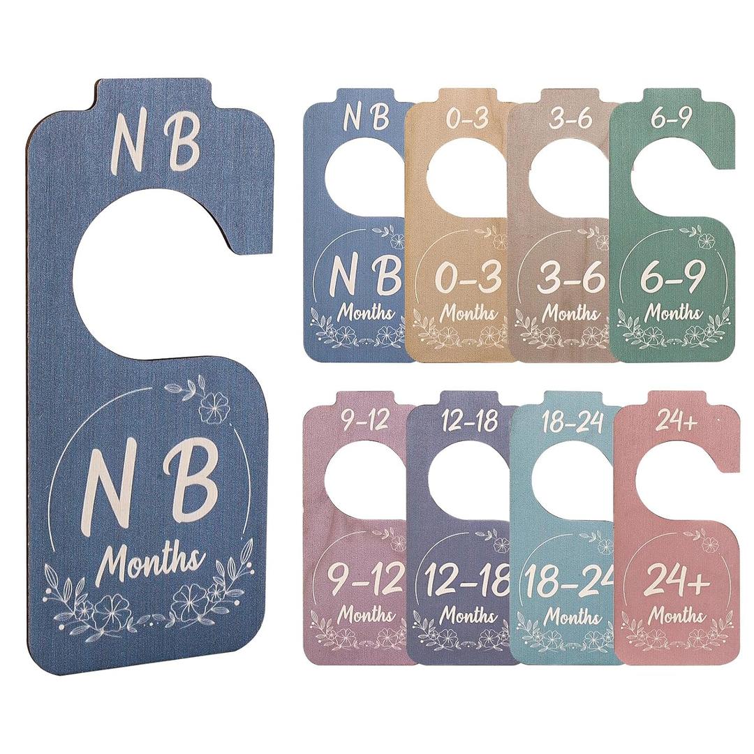 5 x 8pcs Wooden Baby Wardrobe Dividers - Double-Sided Multi-Color Infant Clothes Organizer from Newborn to Toddler