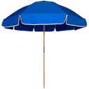 AMMSUN 7.5ft Heavy Duty High Wind Beach Umbrella Commercial Grade with Air Vent Ash Wood Pole & Carry Bag UPF 50+ Sun Protection for Patio Garden Pool Backyard Blue
