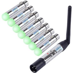DMX Wireless, CHINLY 8pcs 2.4G DMX 512 1 Male Transmitter & 7 Female Receivers Short version for Stage PAR Party Light