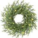 22’’ Real Touch Norfolk Pine Wreath Artificial Christmas Wreath for Front Door Green Wreaths Christmas Decorations for Winter Farmhouse Wall Indoor Outdoor Home Holiday Xmas Decor