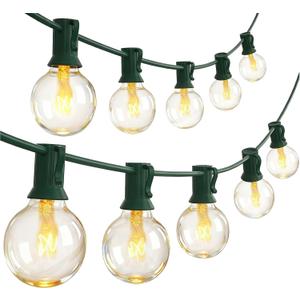 SUNSGNE 25Ft Christmas Round Lights, G40 Globe String Light with 27 Clear Bulbs, UL Certified for Outdoor Indoor Garden Party Wedding Pergola Backyard Patio Xmas Decoration, Green Wire