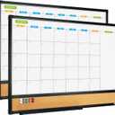 JILoffice Magnetic Calendar Whiteboard & Bulletin Corkboard Combination, Combo Board 24 x 18 Inch, 2 Pack, Black Aluminum Frame Wall Mounted Board for Office Home and School with 10 Push Pins