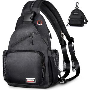 Geestock Convertible Crossbody Bag for Men & Women Small Backpack, Lightweight Men Sling Bag Cross Body Backpack for Hiking, Travel & Everyday Use (Black, Large)