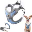 Dog Harness with Leash Set, No Pull Adjustable Step in Dog Collars Harness with Breathable Padded Vest for Training and Running(XS, Blue)