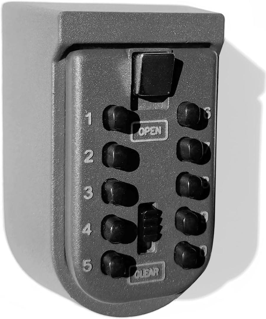 Key Lock Box for Outside Wall Mount, Waterproof Spare Key Storage Box, 10-digits Combination Lockbox Push Button Key Keeper Box for Home Indoor & Outdoor Realtors Landlord Property Management