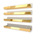 4 Pack 15 Inch Gold Reflective Acrylic Shelves, Gold Foating Shelves, Modern Sunglasses Essential Oil Picture Ledge Display Toy Storage Shelf