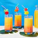 BLUE PANDA 100 Pack Tropical Hawaiian Drinking Straws for Cocktails & Margaritas - Hawaiian Summer Beach Party Straws & Supplies (6 Designs)