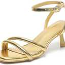 Amoji Women 2.5 Inch Kitten Heels Two Strap Party Wedding Dress Shoes FZ327, Size 9