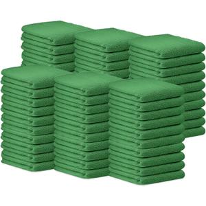 Avalon Towels Bar Towels (Pack of 60) Size 14x17 Inches 100% Cotton, Absorbent and Reusable Cleaning Rags, Multipurpose Cleaning Towels, Terry Cloth Rags, Durable Shop Rags (Green)