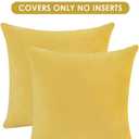 Krifey Throw Pillow Covers Velvet Decorative Square Pillowcase Soft Cushion Case for Couch Bedroom 22x22 Inch Lemon Yellow, Pack of 2