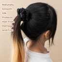 4Pack Bunnikins & Clover Silk Scrunchies for Hair Sleep, 100% Mulberry Silk Hair Ties for Curly Hair with Elastic Band, Thick Elastic Hair Scrunchies for Women Girls, 3 Piece