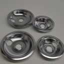 4-Piece Drip Pans Set - Compatible with GE Stoves - Chrome Finish Electric Stove Burner Drip Pans - 2 x 6inch, 2 x 8inch Stove Drip Pans - GE Stove Drip