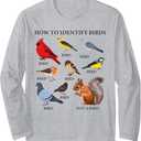 How to Identify Birds Funny Birds Identification Birdwatcher Long Sleeve T-Shirt L