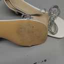 DREAM PAIRS Girls Sandals Ankle Strap Square Toe Low Heel Bow Flower Dress Shoes (4 Big Kid, White)