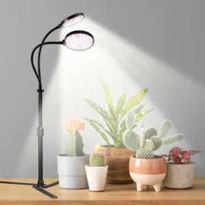 Grow Light 4.7'' LED Dual Ring,80W 6000K Full Spectrum Gooseneck Lamp for Indoor Plants Growing with Timer 4/8/12/18Hrs,Dimmable & Height Extendable 9-16''