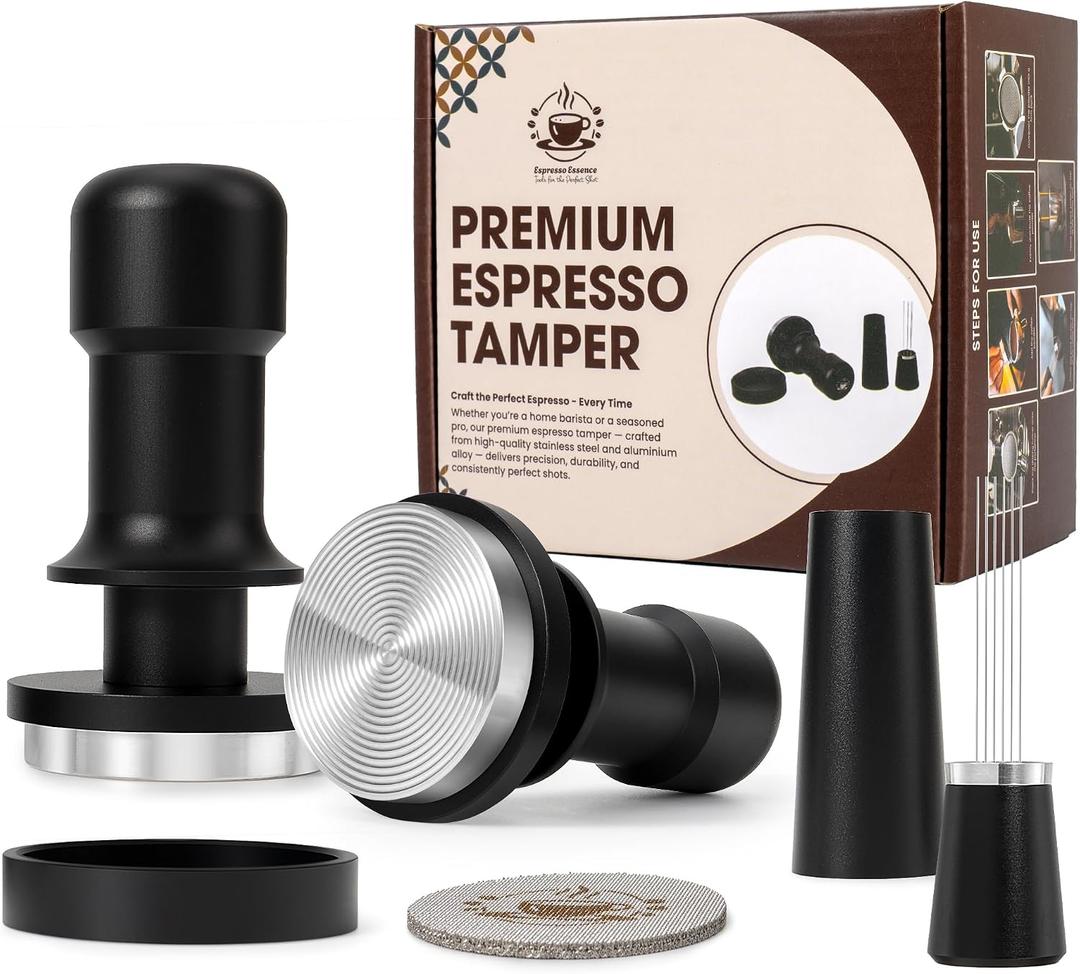 Espresso Tamper 58mm Fits E61 Portafilter Compatible With Rocket, Gaggia Classic, Rancilio Silvia, ECM, Profitec, La Marzocco Spring Loaded Calibrated Self Leveling Coffee Tamper Tool