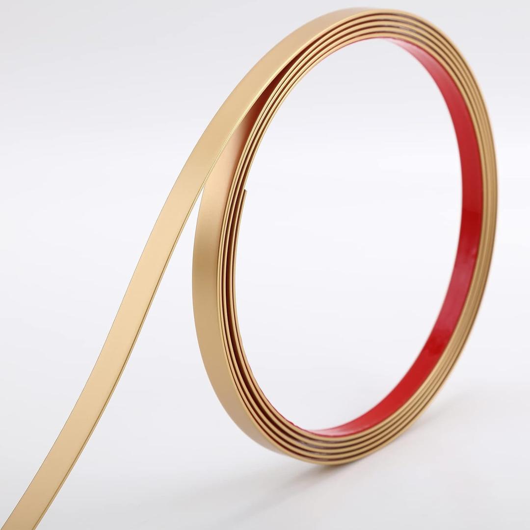 Trimold Matte Gold Molding Trim Peel and Stick, Flexible Mirror Border Design, Wall Ceiling Floor Cabinet Tile Edge Moulding, 5m x 2cm