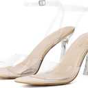 Susanny High Heels for Women Pointed Open Toe Strappy Chunky Block Heels Ankle Strap Stiletto Kitten Heeled Sandals Wedding Bridal Party Prom Sexy Dress Shoes 6.5
