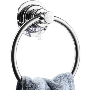 BOPai Drill Free Powerful Vacuum Suction Cup Towel Ring Shower Washcloth Hand Towel Round Holder (Chrome)