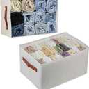 2 Pcs Closet Organizers and Storage Bins for Clothing, 12 Cell Closet Clothes Organizer for Leggings Yoga Pants T-shirts Thin Jeans Clothes, Clothing Storage Bin Container with Sturdy Handles