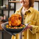 Cast Iron Chicken Roaster, Beer Can Chicken Holder Turkey Fryer with Roasting Pan, Poultry Roaster Stand Barbecue Grilling Accessories Rack for Most Grills and Oven Thanksgiving