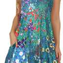 elescat Women's Summer Dresses 2025 Beach Casual Sleeveless Floral Print Tank Loose Sundress with Pocket (Large)