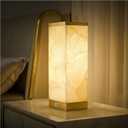 Scenekoy Alabaster Table Lamp for Bedroom Living Room, 3-Way Dimmable Bulb with Memory Function, Modern Bedside Lamps with USB A+C Ports for Nightstand Office Living Room Bedroom(Bulb Included)
