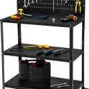 OLBRUS 50.4 X 33.4 Inch Workbench,Heavy Duty 200LBS Steel Work Bench with Pegboard and Lockable Wheels, Rolling Tool Storage Work Table for Garage Workshop Warehouse (50.4" X 33.4")