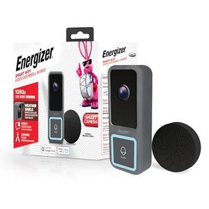 Energizer Smart Doorbell & Chime, Wired 1080p Video Doorbell Security Camera, 2-Way Audio, Night Vision, Cloud & Card Storage, Works with Alexa & Google Home, Motion Sensor, Requires Existing Wires
