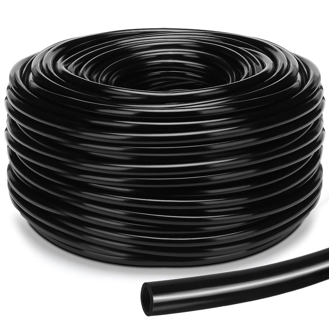 200 ft 5/16 Inch Drip Irrigation Tubing Blank Distribution Tubing Black Garden Watering Tube Line 0.42" OD x 0.30" ID for Irrigation System