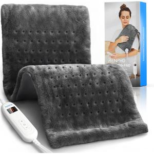 RENPHO Heating Pad for Back Pain & Period Cramps, FSA Eligible & HSA Store, Mothers Day Gifts & Birthday Gifts for Women Men,12" x24‘’ Electric Heat Pad for Neck and Shoulder, ETL Certified, Gray