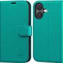 OCASE for iPhone 17 Wallet Case, PU Leather Flip Cover with Card Holder, RFID Blocking, Kickstand, Magnetic Closure, Protective Phone Case for iPhone 17 6.3-Inch 2025, Blue Green