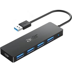 Acer USB Hub 4 Ports, Multiple USB 3.0 Hub, USBA Splitter for Laptop with Type C Power Port, Extender for A Port Laptop, PC, Desktop and More (0.7ft)