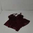 Avidlove Plus Size Lingerie for Women Lace Bodysuit One Piece Teddy Babydoll Mesh Chemise V Neck Sleepwear XL (Burgundy)