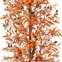 Artificial Olive Tree, Fall Tree for Outdoor Indoor Porch Entryway, Orange Potted Fake Tall Plants, Autumn Decoration for Home Office Party Thanksgiving Halloween, 6ft