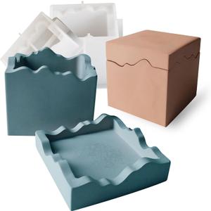 Square Box Mold with Irregular Edges, Creative Candle Vessels Jewelry Holder Resin Concrete Molds, Unique Storage Container Jar Dish Display Silicone Molds DIY Epoxy Resin Art Craft Kit