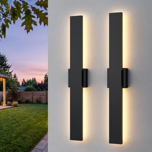 OAYUINOI 2 Pack LED Outdoor Wall Lights, 3CCT & 10%-100% Dimmable, 23.6" Long Linear Exterior Light Fixtures, IP65 Waterproof Outside Sconces for Porch Patio Garage House Facade