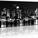 DJSYLIFE Boston Skyline Wall Art Canvas Wall Art Black and White Modern Panoramic Cityscape Pictures Paintings for Bedroom Office Decor, Ready to Hang 13.8"x47.3"